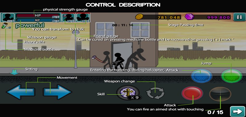 Bảng thao t&aacute;c trong Anger of Stick 5: Zombie