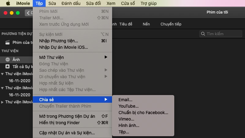 Chia sẻ trực tiếp video với bạn bè và mọi người với iMovie