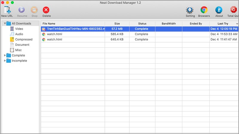 Sắp xếp c&aacute;c tệp tải xuống