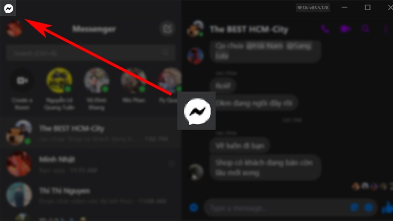 Nhấn vào biểu tượng Messenger Nhấn vào biểu tượng Messenger