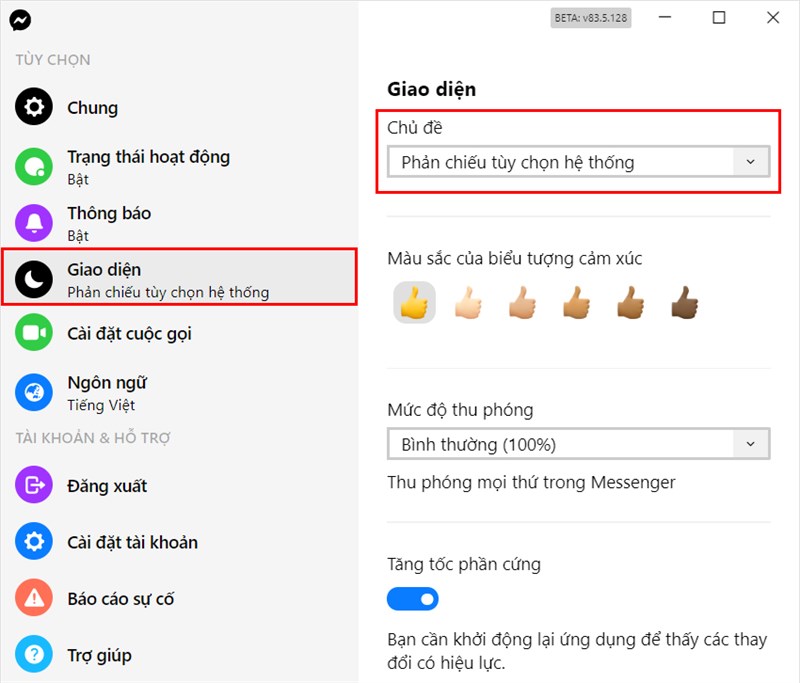 Bật chế độ Dark Mode trong Messenger PC Bật chế độ Dark Mode trong Messenger PC