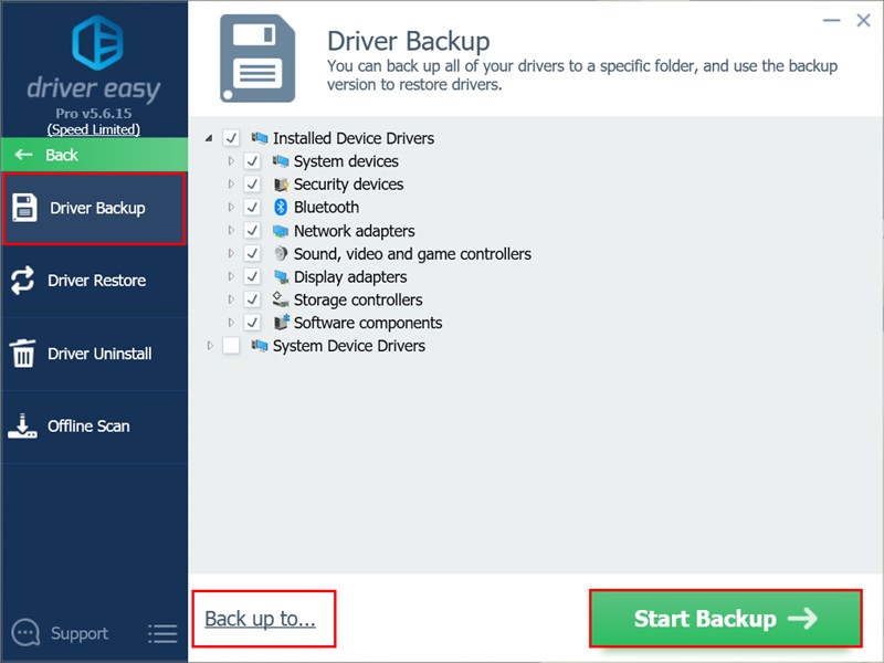 Thiết lập sao lưu