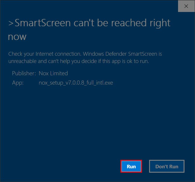 Kiểm tra kết nối mạng v&agrave; nhấn Run