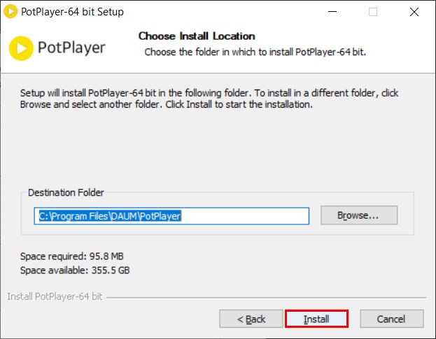 Chọn ổ đĩa c&agrave;i đặt v&agrave; nhấn Install