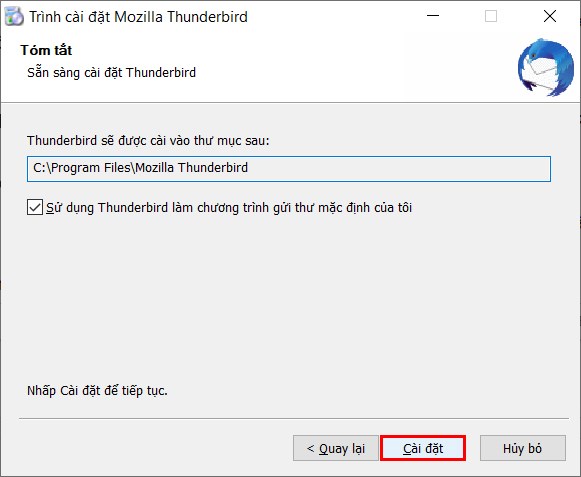 Chọn ổ đĩa cài đặt Mozolla Thunderbird