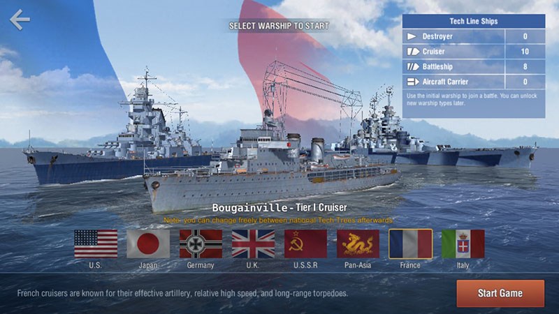 Hải quân Pháp có 10 tuần dương hạm và 8 thiết giáp hạm