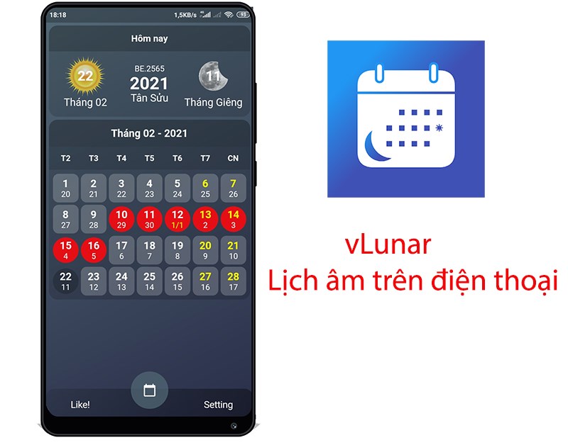 vLunar - Ứng dụng xem lịch &acirc;m tr&ecirc;n điện thoại