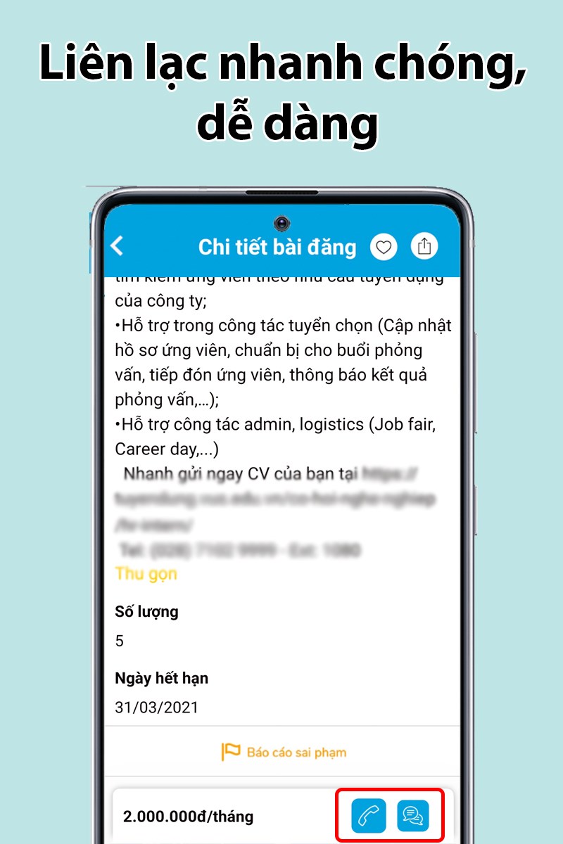Tính năng liên lạc nhanh chóng và dễ dàng