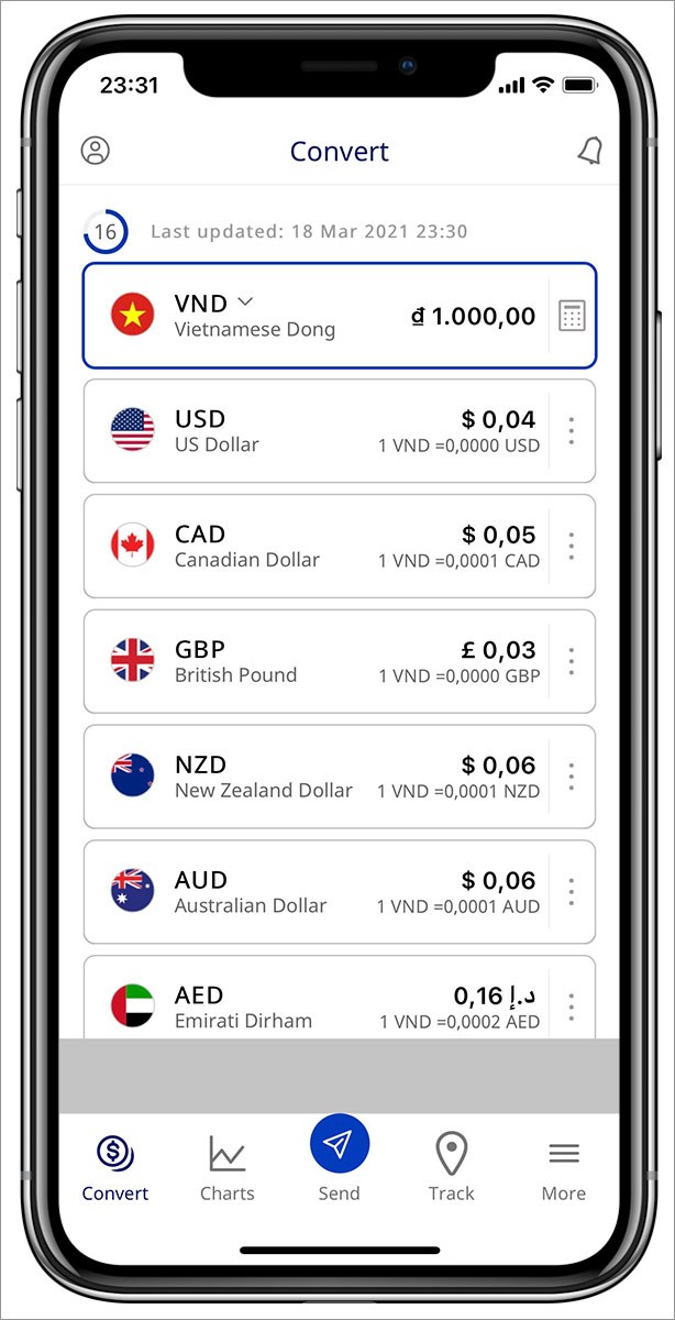 Chuyển c&ugrave;ng l&uacute;c l&ecirc;n đến 10 loại tiền tệ