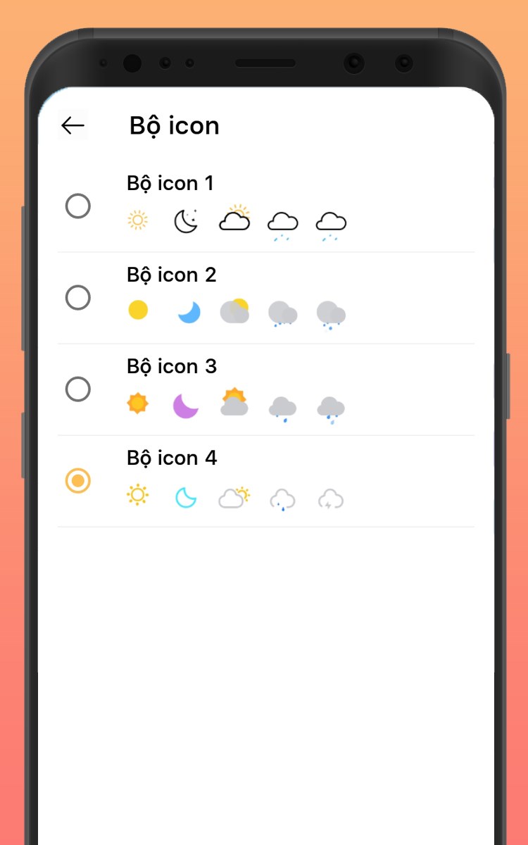 Thay đổi bộ icon thời tiết hiển thị 