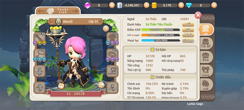 Mỗi nh&acirc;n vật sẽ c&oacute; những chỉ số sức mạnh kh&aacute;c nhau