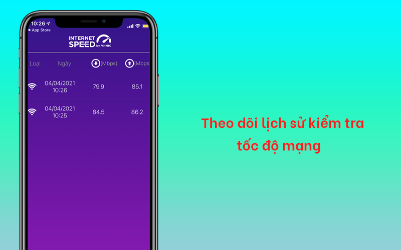 Theo dõi lịch sử kiểm tra tốc độ mạng
