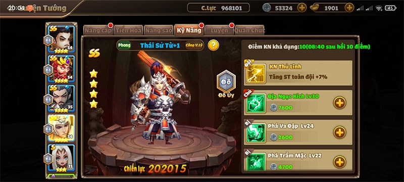 Mỗi anh h&ugrave;ng sẽ c&oacute; bộ kỹ năng kh&aacute;c nhau