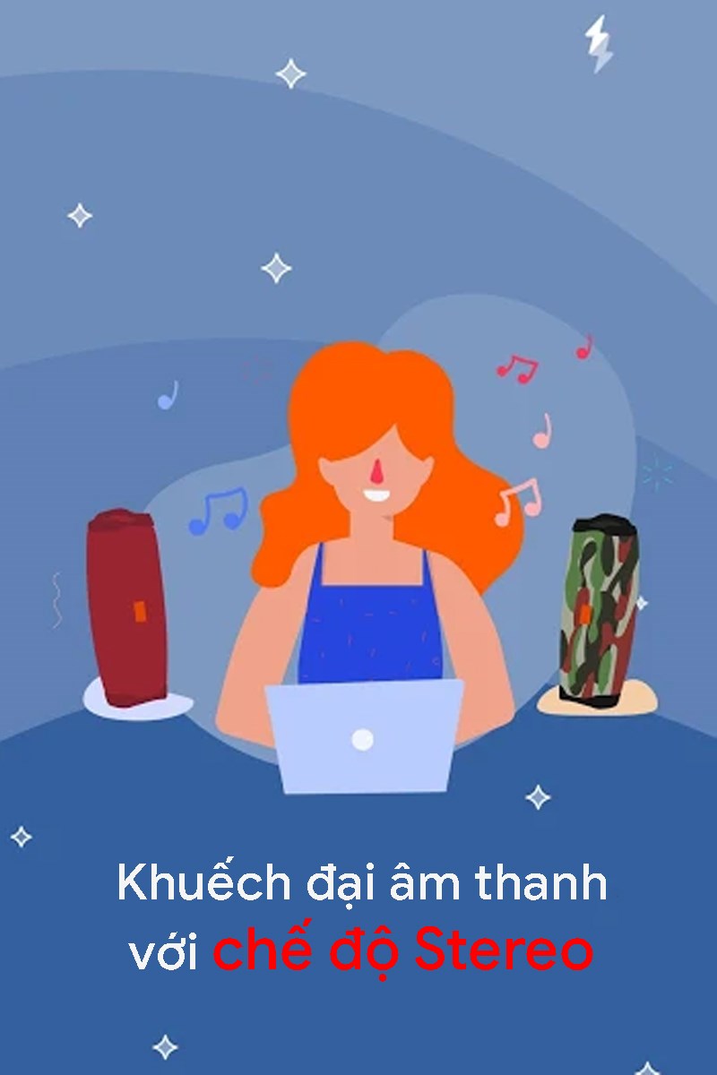 Khuếch đại âm thanh với chế độ Stereo Khuếch đại âm thanh với chế độ Stereo