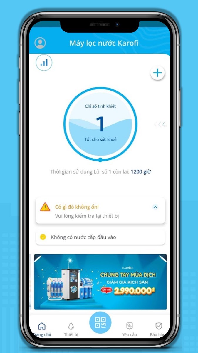 Cảnh báo tình trạng của máy lọc nước