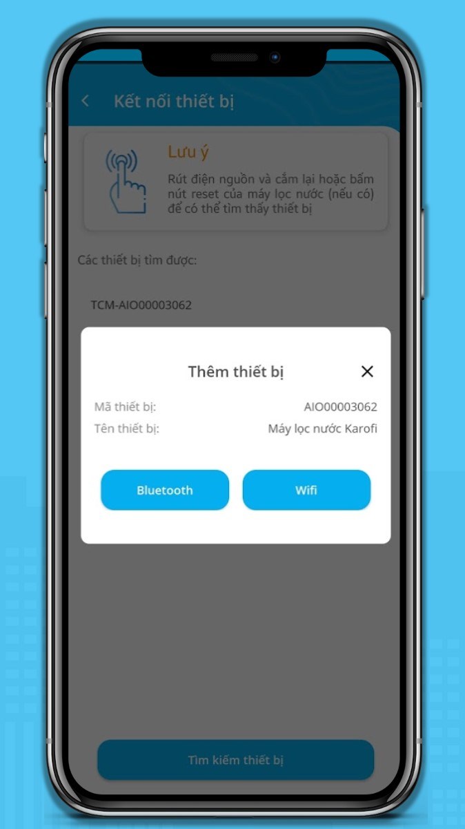 Kết nối với máy lọc nước bằng wifi và bluetooth
