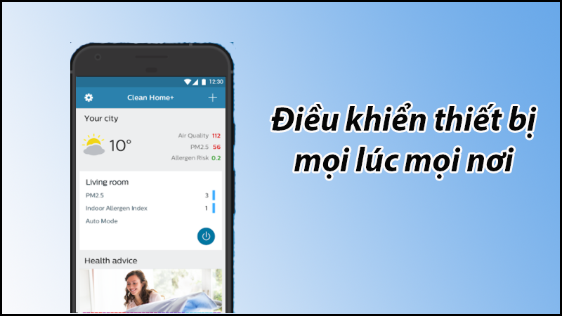  Điều khiển m&aacute;y lọc kh&ocirc;ng kh&iacute;, m&aacute;y tạo độ ẩm,... mọi l&uacute;c mọi nơi