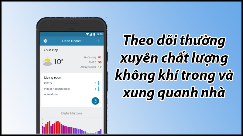   Theo d&otilde;i v&agrave; cập nhật thường xuy&ecirc;n chất lượng kh&ocirc;ng kh&iacute; trong v&agrave; xung quanh nh&agrave; theo thời gian thực