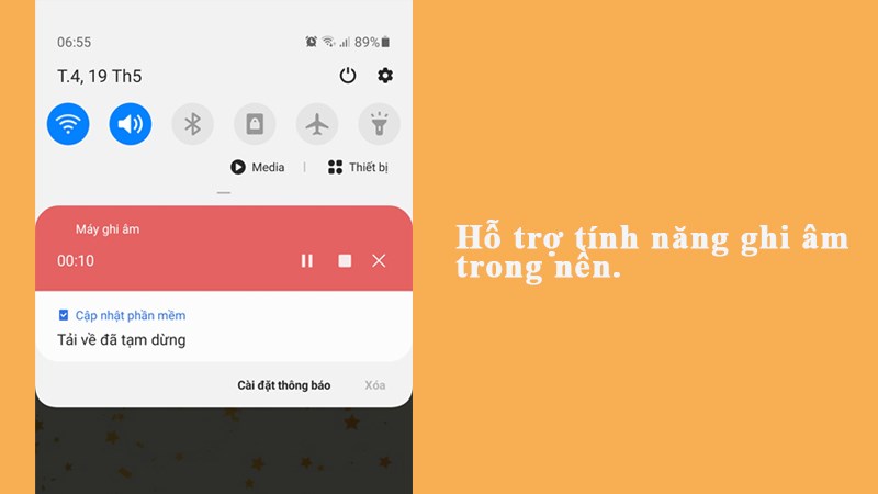 Hỗ trợ tính năng ghi âm trong nền.