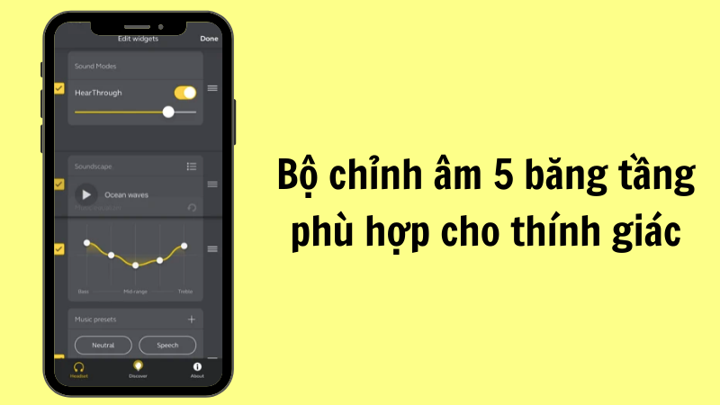 T&ugrave;y chỉnh tai nghe ph&ugrave; hợp th&iacute;nh gi&aacute;c với bộ chỉnh &acirc;m 5 băng tầng