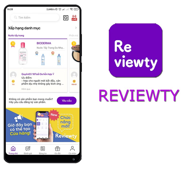 Reviewty - Ứng dụng review mỹ phẩm
