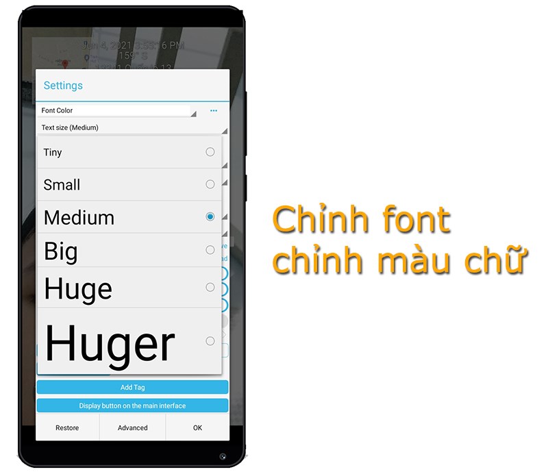 Timestamp Camera Free - Đổi font chữ, màu chữ