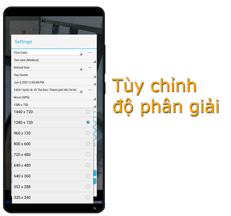 Timestamp Camera Free - Tùy chỉnh độ phân giải