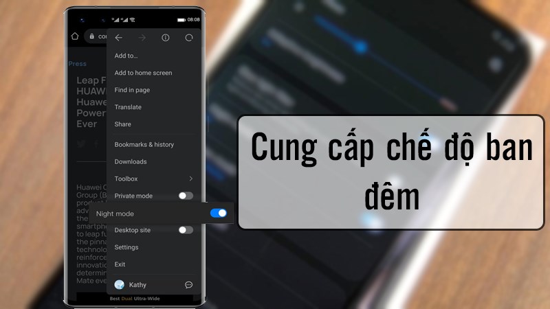 Cung cấp chế độ Ban đêm để bảo vệ mắt người dùng