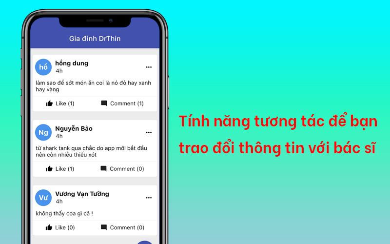 Tính năng tương tác để bạn trao đổi thông tin với bác sĩ