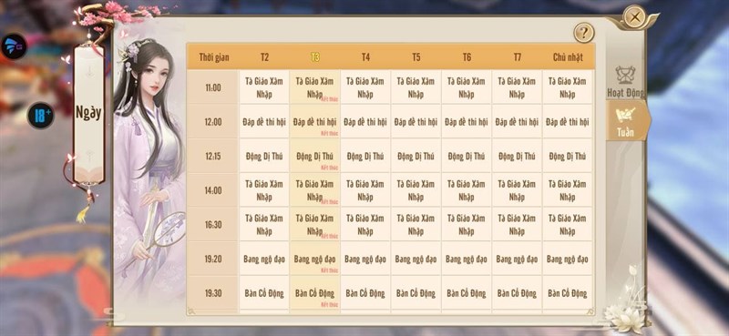 Lịch hoạt động sự kiện đều đặn mỗi ng&agrave;y