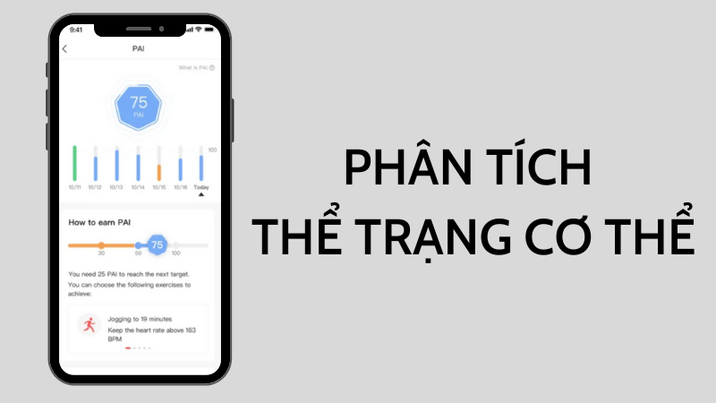 Ph&acirc;n t&iacute;ch t&igrave;nh trạng thể chất của bạn như số bước đi, giờ ngủ, nhịp tim,...