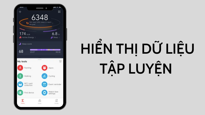 Theo d&otilde;i v&agrave; hiển thị dữ liệu sức khỏe trong hoạt động thể thao