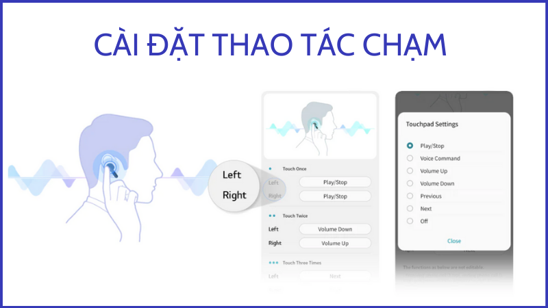 C&agrave;i đặt thao t&aacute;c chạm tr&ecirc;n tai nghe
