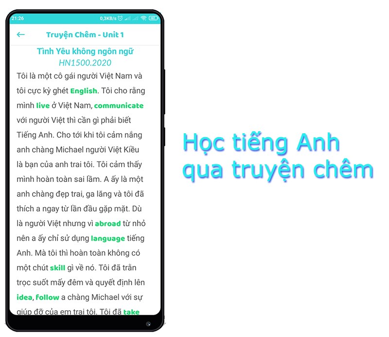 Hack não - Học từ vựng tiếng Anh qua truyện chêm