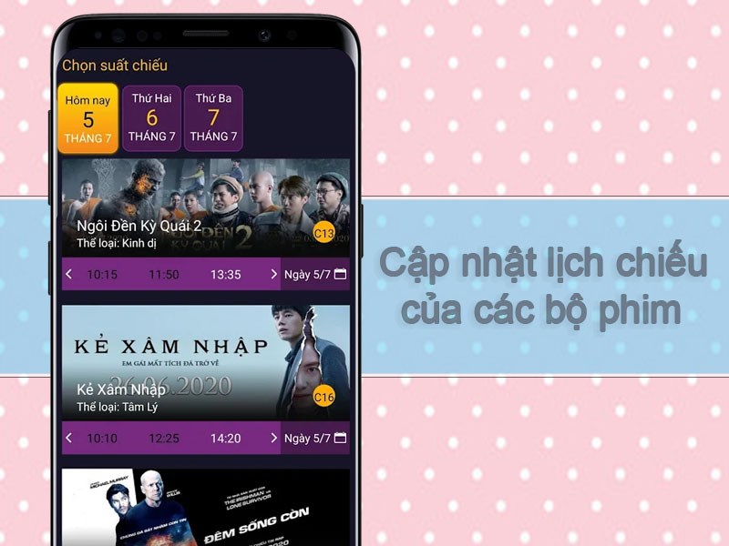 Cập nhật lịch chiếu phim