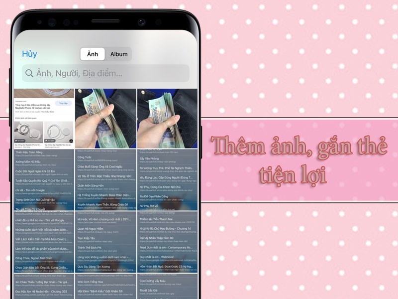 Thêm ảnh, gắn thẻ