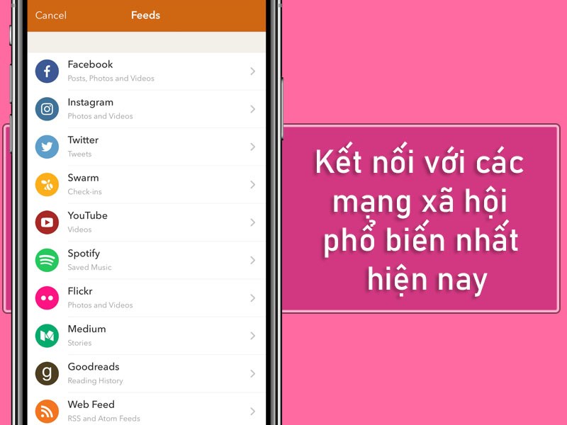 Kết nối với c&aacute;c mạng x&atilde; hội phổ biến nhất hiện nay