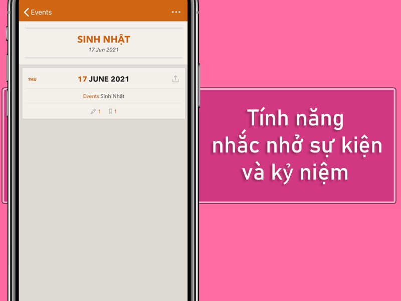 T&iacute;nh năng nhắc nhở sự kiện, kỷ niệm