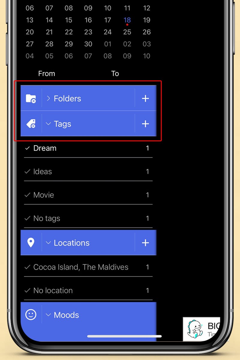 Sắp xếp và tìm kiếm nhật ký dễ dàng bằng thư mục, thẻ, vị trí Sắp xếp và tìm kiếm nhật ký dễ dàng bằng thư mục, thẻ, vị trí