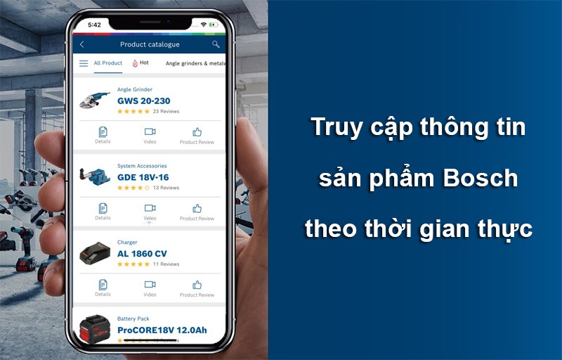 Truy cập th&ocirc;ng tin sản phẩm Bosch theo thời gian thực