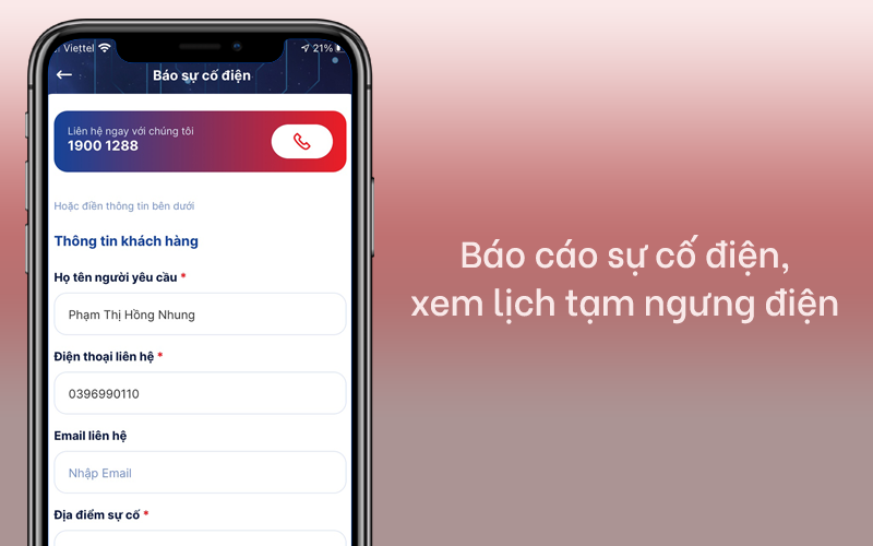 B&aacute;o c&aacute;o sự cố điện, xem lịch tạm ngưng điện