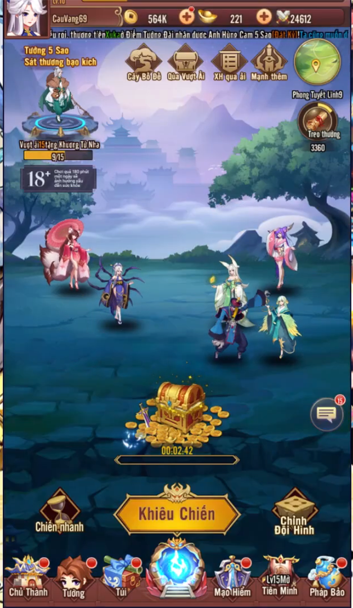 Rương kho b&aacute;u khi AFK