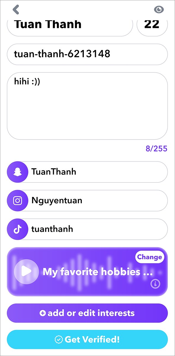 Thêm sở thích Thêm sở thích