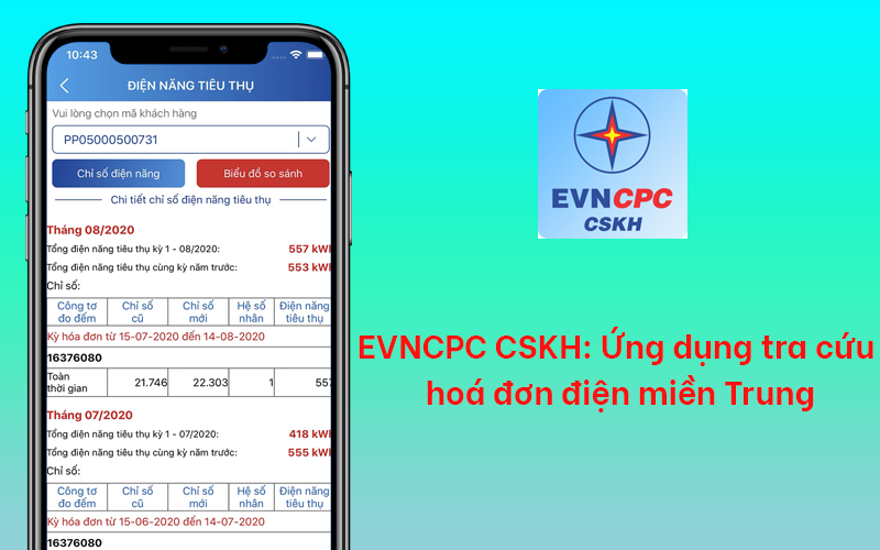 EVNCPC CSKH: Ứng dụng tra cứu hoá đơn điện miền Trung