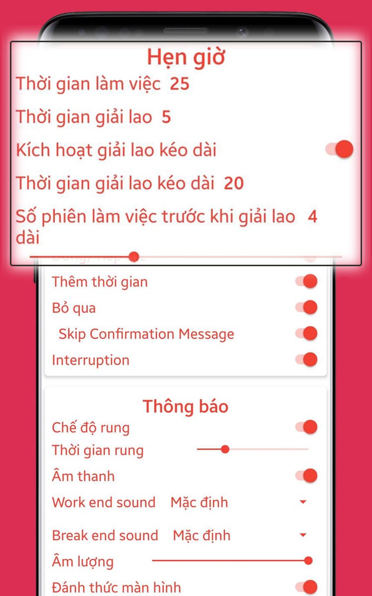 Tùy chỉnh thời gian thực hiện công việc Tùy chỉnh thời gian thực hiện công việc