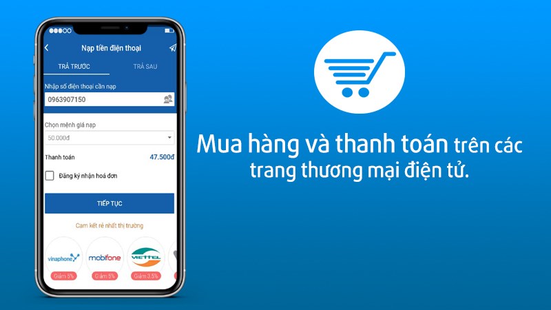 Mua hàng và thanh toán trên các trang thương mại điện tử.