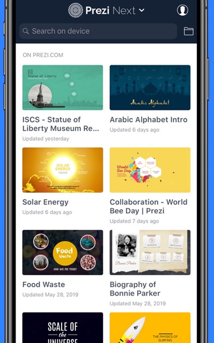 Theo dõi, quản lý tất cả các file Prezi