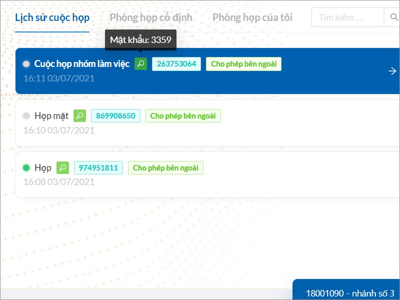 Mỗi cuộc họp c&oacute; mật khẩu ri&ecirc;ng