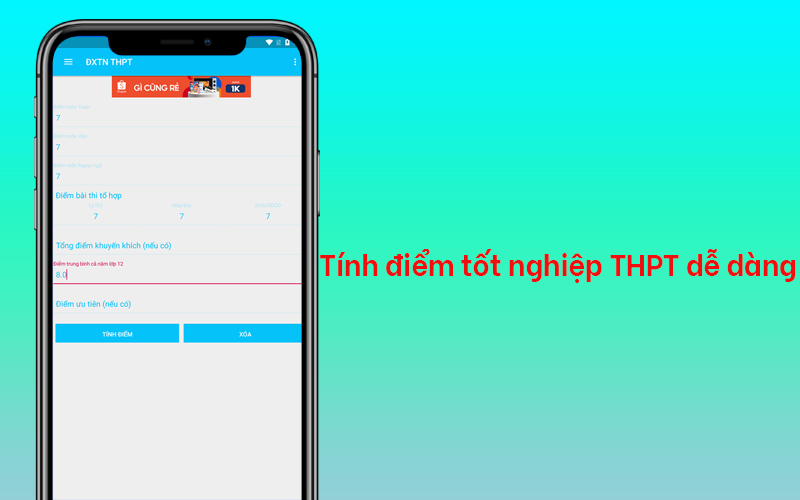 Tính điểm tốt nghiệp THPT dễ dàng Tính điểm tốt nghiệp THPT dễ dàng