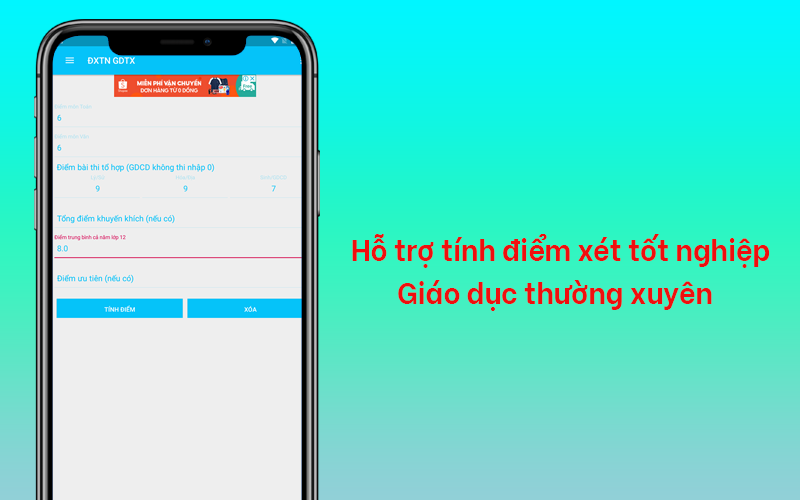 Hỗ trợ tính điểm xét tốt nghiệp Giáo dục thường xuyên Hỗ trợ tính điểm xét tốt nghiệp Giáo dục thường xuyên